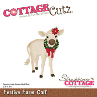 Billede: skæreskabelon julepyntet kalv, Dies CottageCutz CC-917, Festive Farm Calf