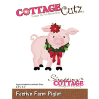 Billede: skæreskabelon julepyntet gris, Dies CottageCutz CC-918, Festive Farm Piglet
