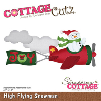 Billede: skæreskabelon snemand i propelflyver, Dies CottageCutz CC--919, High Flying Snowman