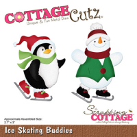 Billede: skæreskabelon pingvin og snemand på skøjter, Dies CottageCutz CC--921, Ice Skating Buddies