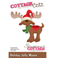 Billede: skæreskabelon sjov elg med nissehue på, Dies CottageCutz CC-946, Holiday Jolly Moose