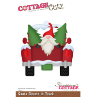 Billede: skæreskabelon julegnom og juletræer i truck, Dies CottageCutz CC-951, Santa Gnome in Truck