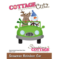 Billede: skæreskabelon snemand og rensdyr i bil, Dies CottageCutz CC-953, Snowman Reindeer Car