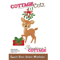 Billede: skæreskabelon Bambi under misteltenen og en gave, Dies CottageCutz CC-954, Sweet Deer Under Mistletoe