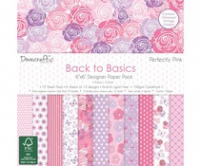 Billede: Dovecraft Back to Basics Perfectly Pink 8x8 Inch Paper Pack.150gsm, acid and lignin free. 48 single sided sheets, 4x12 designs