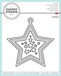 Billede: skæreskabelon stjerner i stjerner, Danske Streger Die 