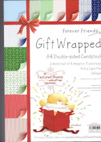 Billede: For ever Friends Gift Wrapped A4 dobbeltsidet karton, 2 ark af 6 design i 3 farvet, 36 ark, 240 gsm., førpris kr. 56,- nupris