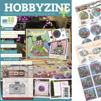Billede: Hobbyzine Plus nr. 48, hollandsk blad med masser af inspiration til kort, mønstre, 3d ark og 1 die fra Yvonne Design nr. YCD10278