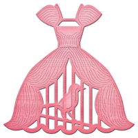 Billede: spellbinders kjole med fugl i bur, Caged, 2.25 x 2.25 inch, tilbud førpris kr. 80,- nupris