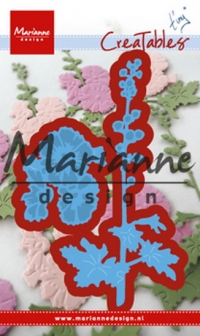 Billede: skære/prægeskabelon stokrose, MARIANNE DESIGN CUT/EMB LR0521 Tiny’s hollyhocks, førpris kr. 60,- nupris