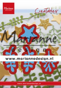 Billede: skæreskabelon stjerne og små grene, MARIANNE DESIGN CUT LR0634 Christmas Green, 19x45 & 30x28mm, førpris kr. 38,- nupris