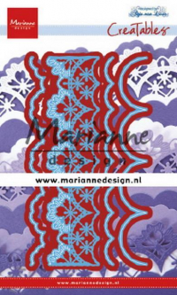 Billede: skære/prægeskabelon 4 kantafskæringsdies, der passer sammen, 1 med mønster, længde ca. 14 cm, MARIANNE DESIGN CUT/EMB LR0637 Anja's mix and match edge
