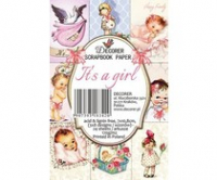 Billede: Decorer It's a Girl Paper Pack (7x10.8cm) (M49), 3x8 designs, 24 ark, 170g/m2, førpris kr. 20,- nupris