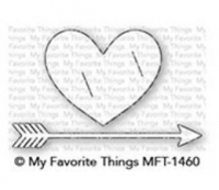 Billede: skæreskabelon pil igennem hjertet, My Favorite Things Straight from the Heart Die-Namics, hjerte ca. 5x4cm