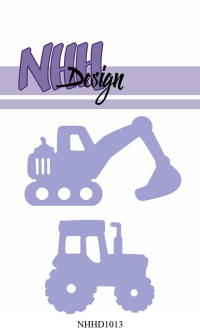 Billede: skæreskabelon gravemaskine og traktor, NHH Design Dies, Tractor, NHHD1013, Største: 7x4cm