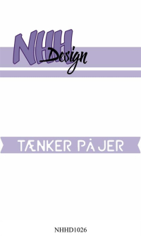 Billede: skæreskabelon lille tag med TÆNKER PÅ JER, NHH Design Dies, NHHD1026, 8,9x1cm, førpris kr. 30,- nupris