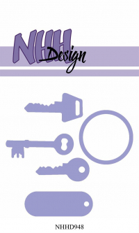 Billede: skæreskabelon nøgler, nøglering og lille skilt, NHH Design Dies 