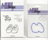 Billede: skæreskabelon og stempel babysko, Små fødder sætter store aftryk, Glæder os til at følge dig, NHH Design, førpris kr. 84,- nupris