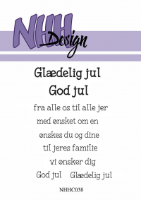 Billede: NHH Design Clearstamp NHHC038, Glædelig jul, God jul, fra alle os til alle jer, med ønsket om en, ønskes du og dine, til jeres familie, vi ønsker dig, God jul, Glædelig jul, A7, førpris kr. 48,- nupris