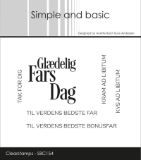 Billede: Simple and basic Clearstamp Glædelig Fars Dag, TAK FOR DIG, KRAM AD LIBITUM, KYS AD LIBITUM, TIL VERDENS BEDSTE FAR, TIL VERDENS BEDSTE BONUSFAR, SBC154, Største: 3,7x3,6cm