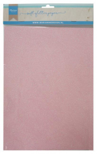Billede: MARIANNE DESIGN Soft Glitter Paper - Light Pink CA3148, 5 ark - A4