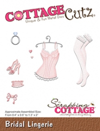 Billede: skæreskabelon brudens lingeri, COTTAGECUTZ DIES “Bridal Lingerie” CC-316, Største: 3,3x5,1cm, førpris kr. 86,- nupris