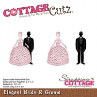 Billede: skæreskabelon brud og gom, COTTAGECUTZ DIES “Elegant Bride & Groom” CC-318, 5,4x7,6cm, førpris kr. 116,- nupris