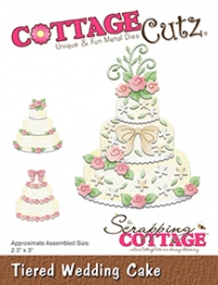 Billede: skæreskabelon bryllupskage, COTTAGECUTZ DIES “‘Tiered Wedding Cake” CC-326, 5,8x7,6cm, førpris kr. 102,- nupris
