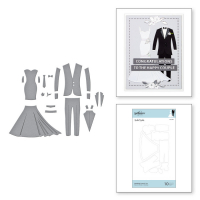 Billede: skæreskabelon brudeparrets tøj, Wedding Dress & Tux Etched Dies Wedding Season by Nichol Spohr, Spellbinders