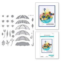 Billede: skære/prægeskabelon paraply med blomster, Umbrella Bloom, Spellbinders S5-554