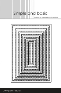 Billede: skæreskabelon rektangler i A7 med dobbelt dots i kanten rundt, passer til bøttekort, Simple and Basic die 
