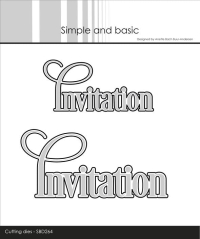 Billede: skæreskabelon Invitation i 2 størrelser, kan bruges sammen med stempel SBC144, Simple and Basic die 