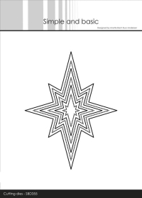 Billede: skæreskabelon 3 aflange stjerner med dots kanten rundt, Simple and Basic die 