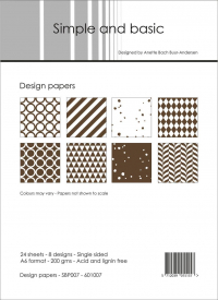 Billede: Simple and Basic Design Papers SBP007, A6 - 3x8 designs, førpris kr. 24,- nupris