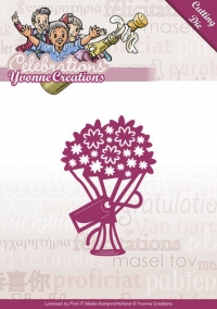 Billede: skæreskabelon blomsterbuket, 5,5 x 8 cm, ycd10047, yvonne design, førpris kr. 42,- nupris