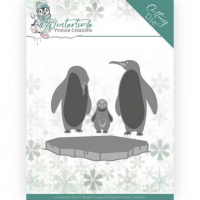 Billede: skære/prægeskabelon pingvinfamilie på isflage, YVONNE DESIGN DIE YCD10218, 9x8,3cm