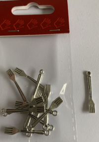 Billede: Charms gaffel til kort, armbånd m.m., 12 stk., 
02x2,7cm 