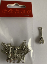 Billede: Charms svensknøgle, til kort, armbånd m.m., 12 stk., 0,8x2,3cm 