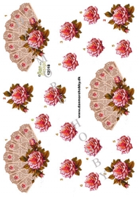 Billede: vifte og rosa rose, dan-design, førpris kr. 6,- nupris