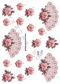 Billede: vifte og lyserød rose, dan-design, førpris kr. 6,- nupris