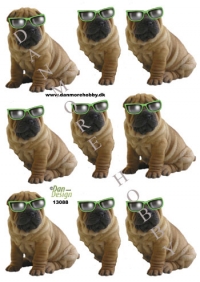 Billede: hund med solbriller, dan-design, førpris kr. 6,- nupris