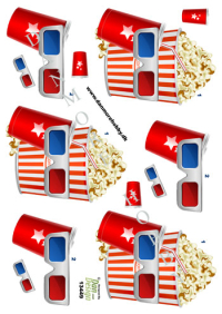 Billede: popcorn, sodavand og 3D briller, dan-design, førpris kr. 6,- nupris