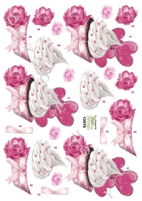 Billede: cupcakes med blomst og hjerter, dan-design