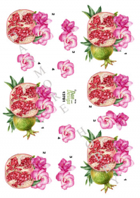 Billede: granatæbler og blomster, dan-design