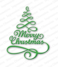 Billede: skæreskabelon Merry Christmas juletræ, io-dies, die106-s, 8,3x10,7cm, førpris kr. 118,- nupris