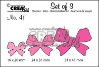 Billede: skæreskabelon 3 sløjfer, Dies Crealies Set of 3 no. 41, matcher med d2448, førpris kr. 60,00, nupris
