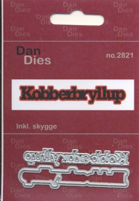 Billede: skæreskabelon Kobberbryllup lille med skygge, m/skygge 6,4 x 1,2 cm, dan-dies, førpris kr. 35,- nupris