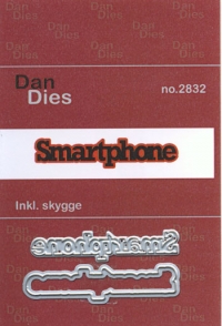 Billede: skæreskabelon Smartphone med skygge, Dan dies, højde 1,4 cm incl. skygge, førpris kr. 35,- nupris 