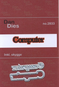 Billede: skæreskabelon Computer med skygge, Dan dies, 1,4 cm incl. skygge, førpris kr. 35,- nupris