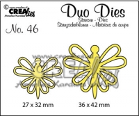 Billede: skæreskabelon Dies Crealies Duo Dies 46 sommerfugle, 27 x 32 - 36 x 42 mm, kan bruges sammen med d2853, førpris kr. 50,- nupris